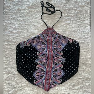 Crop top. Thin material. Open back